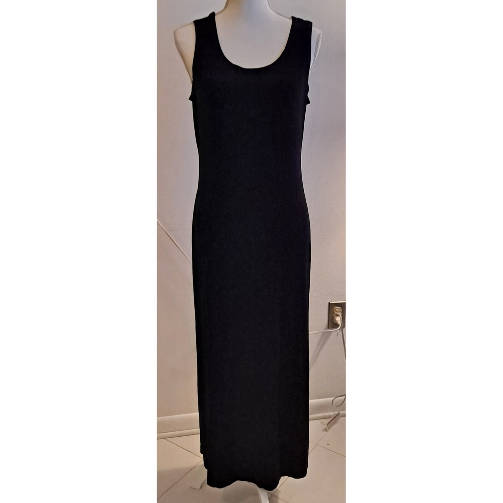 Coldwater Creek Sz 12‎ Black Dress Maxi Travel Knit Sleeveless Goth Minimalist